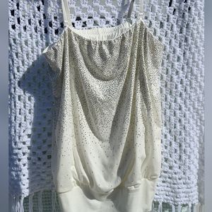 Lane Bryant Size 18/20 Ivory Studded Top with Removable Straps